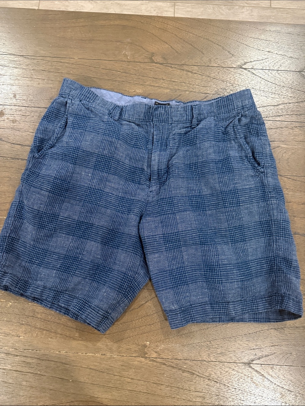 J. Crew Blue Plaid Flat Front Men's Shorts